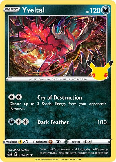 2021 Pokemon: Celebrations (CLB) - Yveltal (#019/025, Holo Rare) (Holofoil, Near Mint)