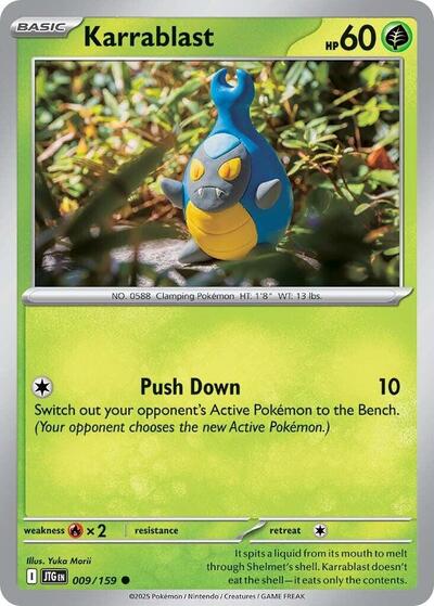 2025 Pokemon: SV09: Journey Together (JTG) - Karrablast (#009/159, Common) (Reverse Holofoil, Near Mint)