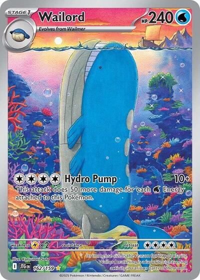 2025 Pokemon: SV09: Journey Together (JTG) - Wailord - 162/159 (#162/159, Illustration Rare) (Holofoil, Near Mint)