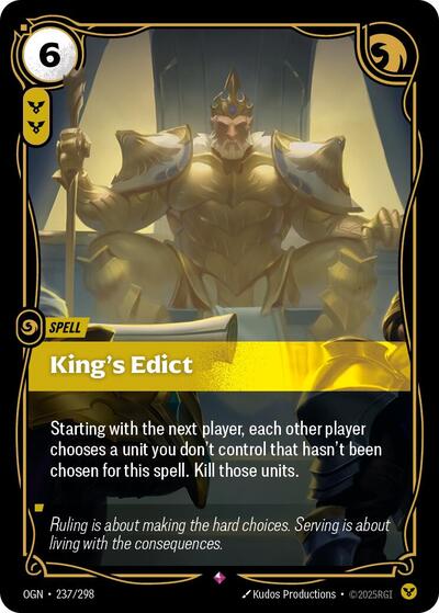 2025 Riftbound: League of Legends Trading Card Game: Origins (OGN) - King's Edict (#237/298, Rare) (Foil, Near Mint)