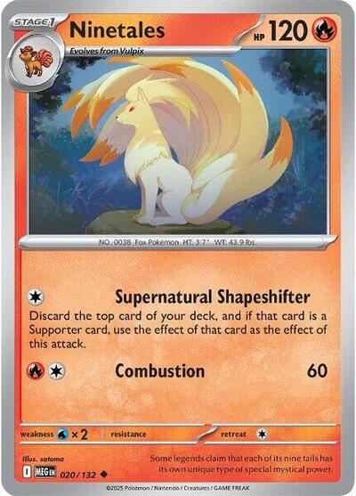 2025 Pokemon: ME01: Mega Evolution (MEG) - Ninetales (#020/132, Uncommon) (Reverse Holofoil, Near Mint)