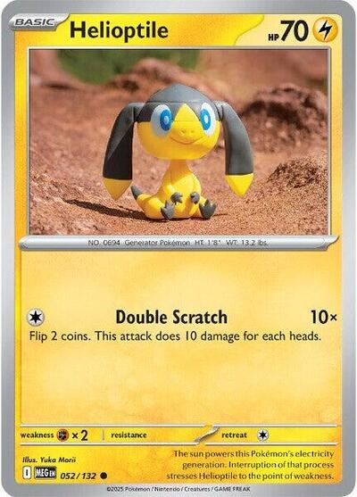 2025 Pokemon: ME01: Mega Evolution (MEG) - Helioptile - 052/132 (#052/132, Common) (Reverse Holofoil, Near Mint)