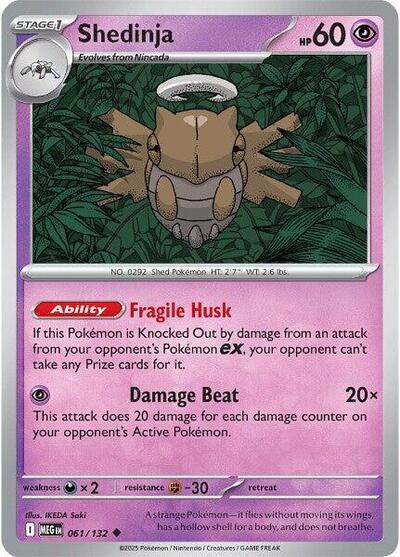2025 Pokemon: ME01: Mega Evolution (MEG) - Shedinja - 061/132 (#061/132, Uncommon) (Reverse Holofoil, Near Mint)