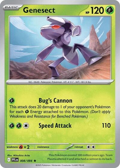 2025 Pokemon: ME02: Phantasmal Flames (PFL) - Genesect (#008/094, Rare) (Reverse Holofoil, Near Mint)