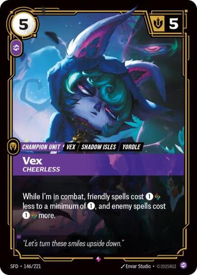 2026 Riftbound: League of Legends Trading Card Game: Spiritforged (SFD) - Vex, Cheerless (#146/221, Rare) (Foil, Near Mint)