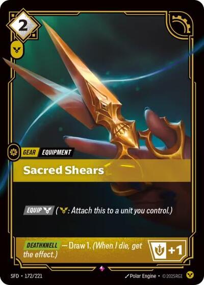 2026 Riftbound: League of Legends Trading Card Game: Spiritforged (SFD) - Sacred Shears (#172/221, Rare) (Foil, Near Mint)