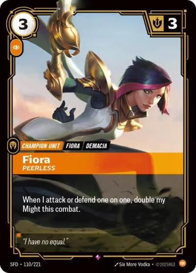 2026 Riftbound: League of Legends Trading Card Game: Spiritforged (SFD) - Fiora, Peerless (#110/221, Rare) (Foil, Near Mint)