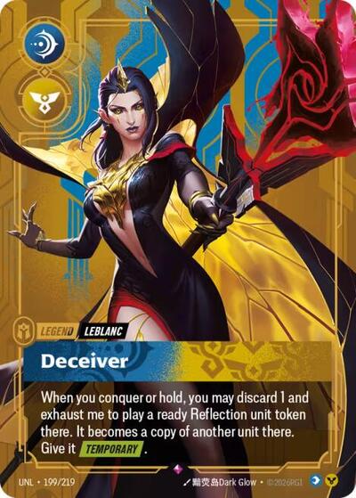 2026 Riftbound: League of Legends Trading Card Game: Unleashed (UNL) - LeBlanc, Deceiver (#199/219, Rare) (Foil, Near Mint)