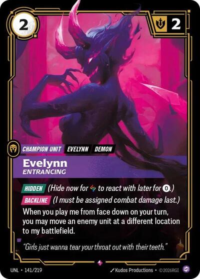 2026 Riftbound: League of Legends Trading Card Game: Unleashed (UNL) - Evelynn, Entrancing (#141/219, Rare) (Foil, Near Mint)