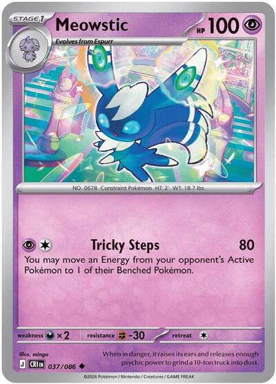 2026 Pokemon: ME04: Chaos Rising (CRI) - Meowstic (#037/086, Uncommon) (Reverse Holofoil, Near Mint)