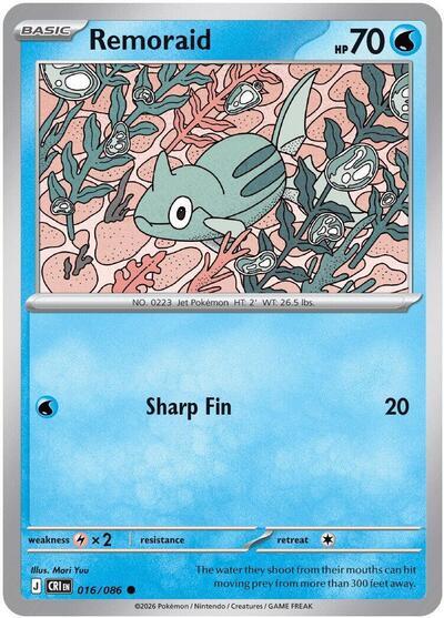 2026 Pokemon: ME04: Chaos Rising (CRI) - Remoraid (#016/086, Common) (Reverse Holofoil, Near Mint)