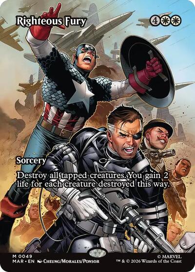 2025 Magic: The Gathering: Marvel Universe Eternal-Legal (MAR) - Righteous Fury (Borderless) (#49, Mythic Rare) (, Lightly Played)