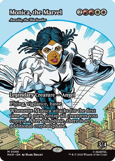 2025 Magic: The Gathering: Marvel Universe Eternal-Legal (MAR) - Monica, the Marvel - Aurelia, the Warleader (Borderless) (#86, Mythic Rare) (, Lightly Played)