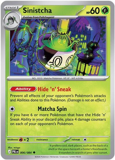 2026 Pokemon: ME05: Pitch Black (PBL) - Sinistcha (#006/084, Uncommon) (Reverse Holofoil, Near Mint)