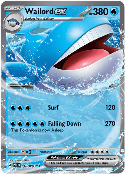 2026 Pokemon: ME05: Pitch Black (PBL) - Wailord ex - 016/084 (#016/084, Double Rare) (Holofoil, Near Mint)