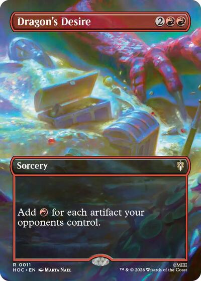 2026 Magic: The Gathering: The Hobbit: Eternal-Legal (HOC) - Dragon's Desire (Borderless) (#11, Rare) (, Lightly Played)
