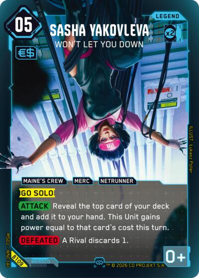 2026 Cyberpunk TCG: Welcome to Night City - Beta () - Sasha Yakovleva Wont Let You Down Secret (#B109, Special) (Foil, Near Mint)