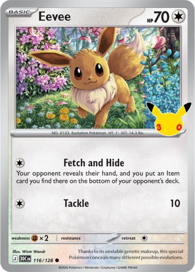 2026 Pokemon: ME: 30th Celebration (30C) - Eevee - 116/128 (#116/128, Common) (Holofoil, Near Mint)