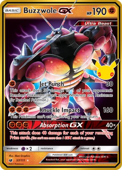 2026 Pokemon: ME: 30th Celebration Classic Collection (30C) - Buzzwole GX (#57/111, Classic Collection) (Holofoil, Near Mint)