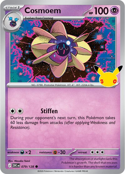 2026 Pokemon: ME: 30th Celebration (30C) - Cosmoem (#079/128, Common) (Holofoil, Near Mint)